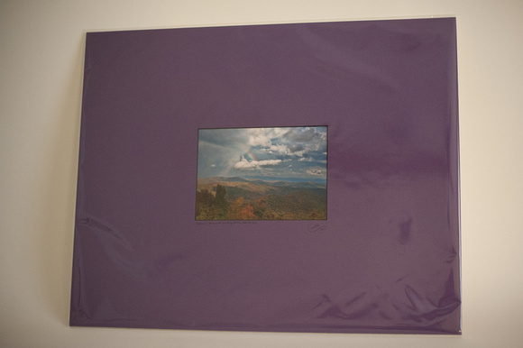 Rainbow over the Blue Ridge Mountains matted in purple - 5x7 matted to 16x20