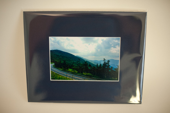 Blue Ridge parkway from Mt Mitchell matted in dark blue - 4x6 matted to 8x10