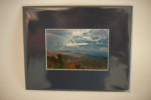 Rainbow over the Blue Ridge Mountains matted in dark blue - 4x6 matted to 8x10